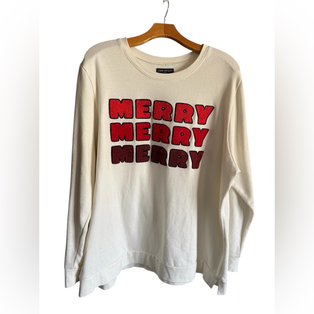 Lane Bryant Cream Holiday Sweatshirt